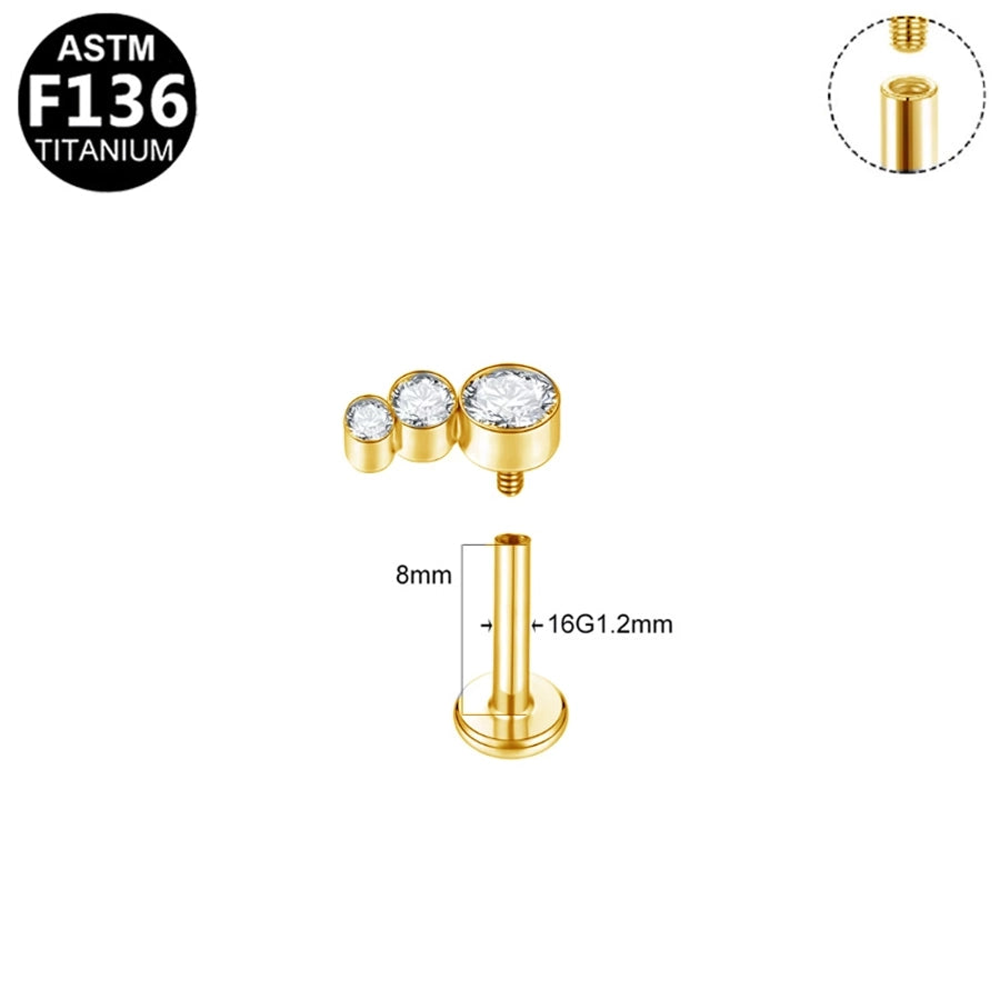 1 Piece Lip Rings Simple Style Shiny Panda Glasses Spider Pure Titanium Titanium Alloy Zircon 14K Gold Plated White Gold Plated Lip Rings Ear Cartilage Rings & Studs