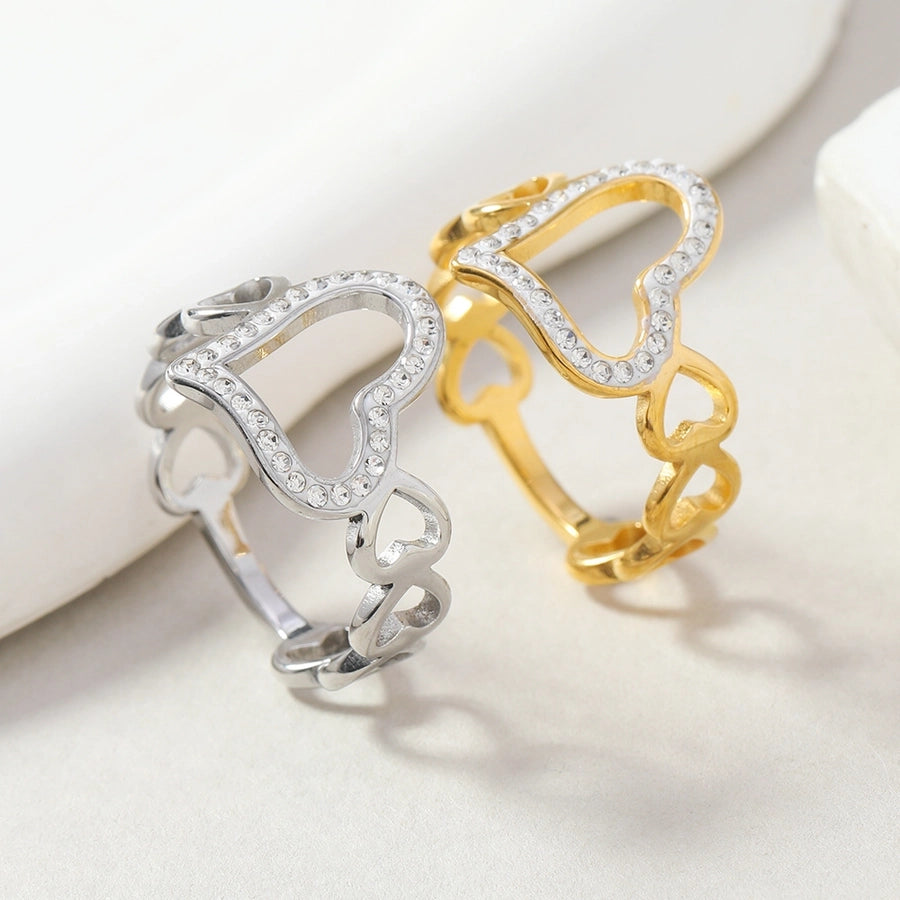 Jewelry Simple Style Heart Shape Titanium Steel Rings