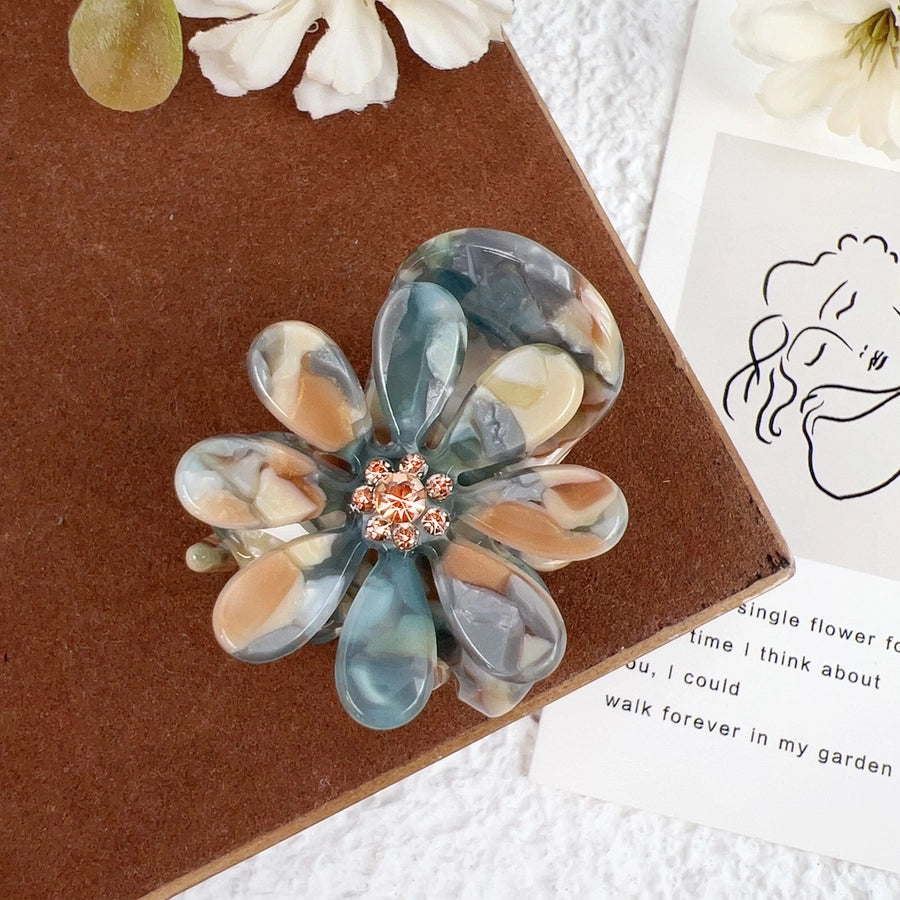 Women's Sweet Flower Acetic acid sheets Inlay Rhinestones Hair Claws