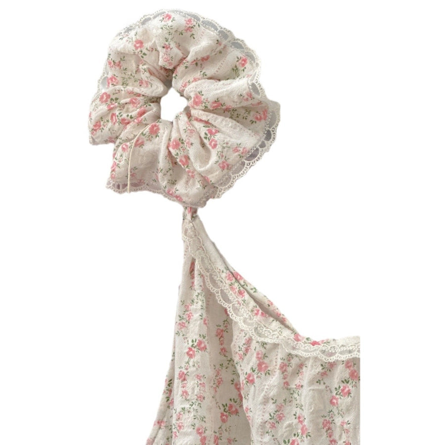 Small sweet summer garden Korean  floral lace hair band French super fairy Western style large intestine ring hair accessories