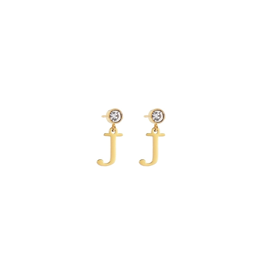 1 Pair Casual Simple Style Classic Style Letter Inlay 201 Stainless Steel 304 Stainless Steel Zircon Drop Earrings