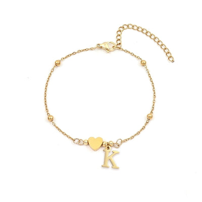 Casual Simple Style Classic Style Letter Heart Shape 201 Stainless Steel 304 Stainless Steel Bracelets In Bulk