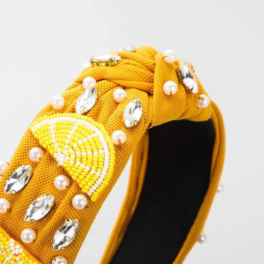 Women's Casual Cute Sweet Letter Cloth Inlay Rhinestones Pearl Hair Band