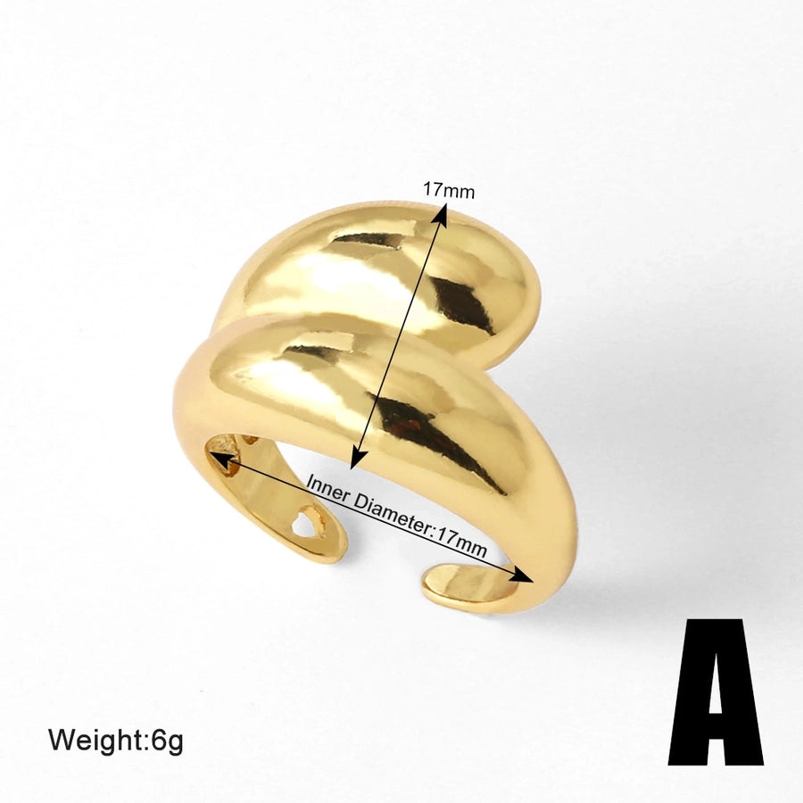 Copper 18K Gold Plated Plating Irregular Open Rings