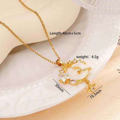 Jewelry Glam Lady Sexy Moon 304 Stainless Steel Copper Pendant Necklace