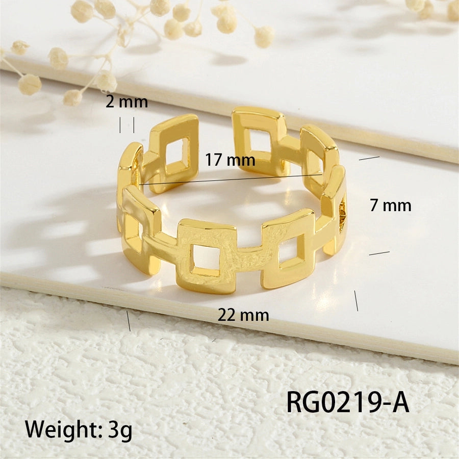 Copper Geometric Solid Color Open Rings