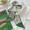 women's sweet letter plaid flower silk scarf printing hair band