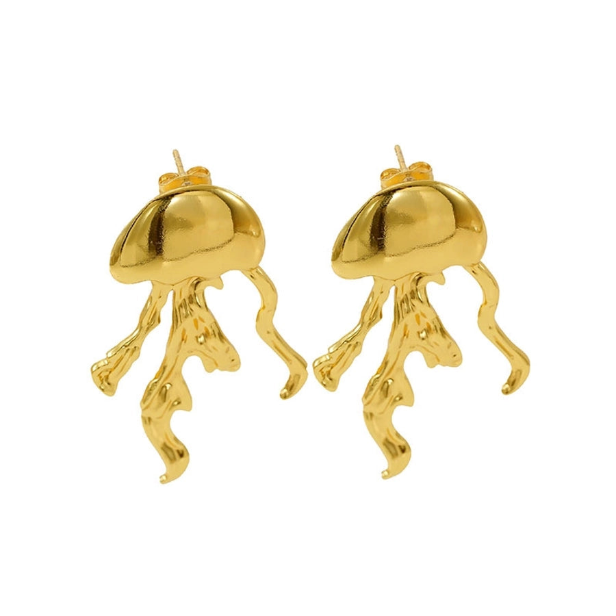 1 Pair Marine Style Animal Jellyfish Polishing Titanium Steel Ear Studs