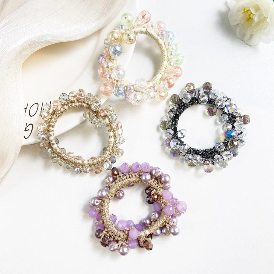 Women's Cute Preppy Style Sweet Crystal Plastic Beaded Artificial Crystal Pearl Hair Tie