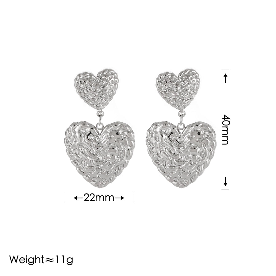 Jewelry Vintage Style Simple Style Heart Shape 304 Stainless Steel 18K Gold Plated Earrings Necklace
