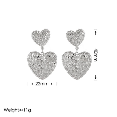 Jewelry Vintage Style Simple Style Heart Shape 304 Stainless Steel 18K Gold Plated Earrings Necklace