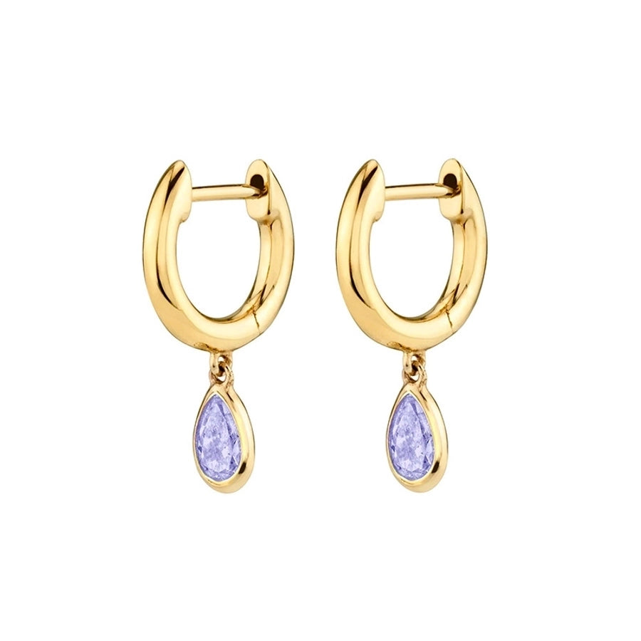 1 Pair IG Style Water Droplets Inlay Copper Zircon Gold Plated Drop Earrings