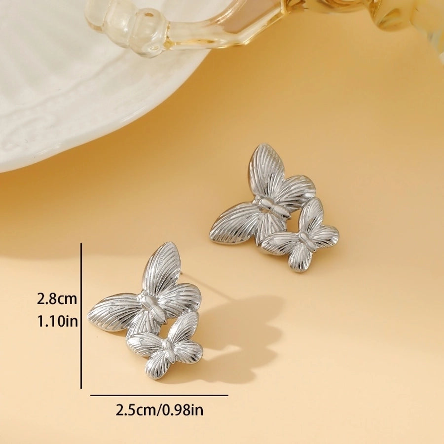 1 Pair Exaggerated Simple Style Oversized Flower Butterfly 304 Stainless Steel Ear Studs