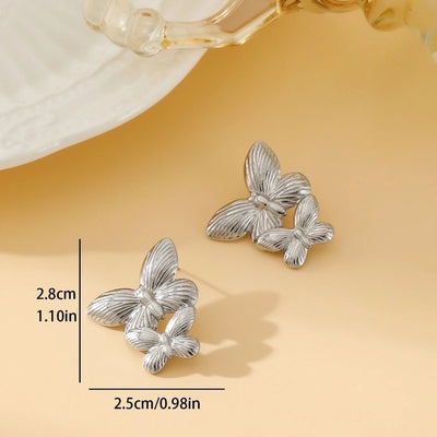 1 Pair Exaggerated Simple Style Oversized Flower Butterfly 304 Stainless Steel Ear Studs