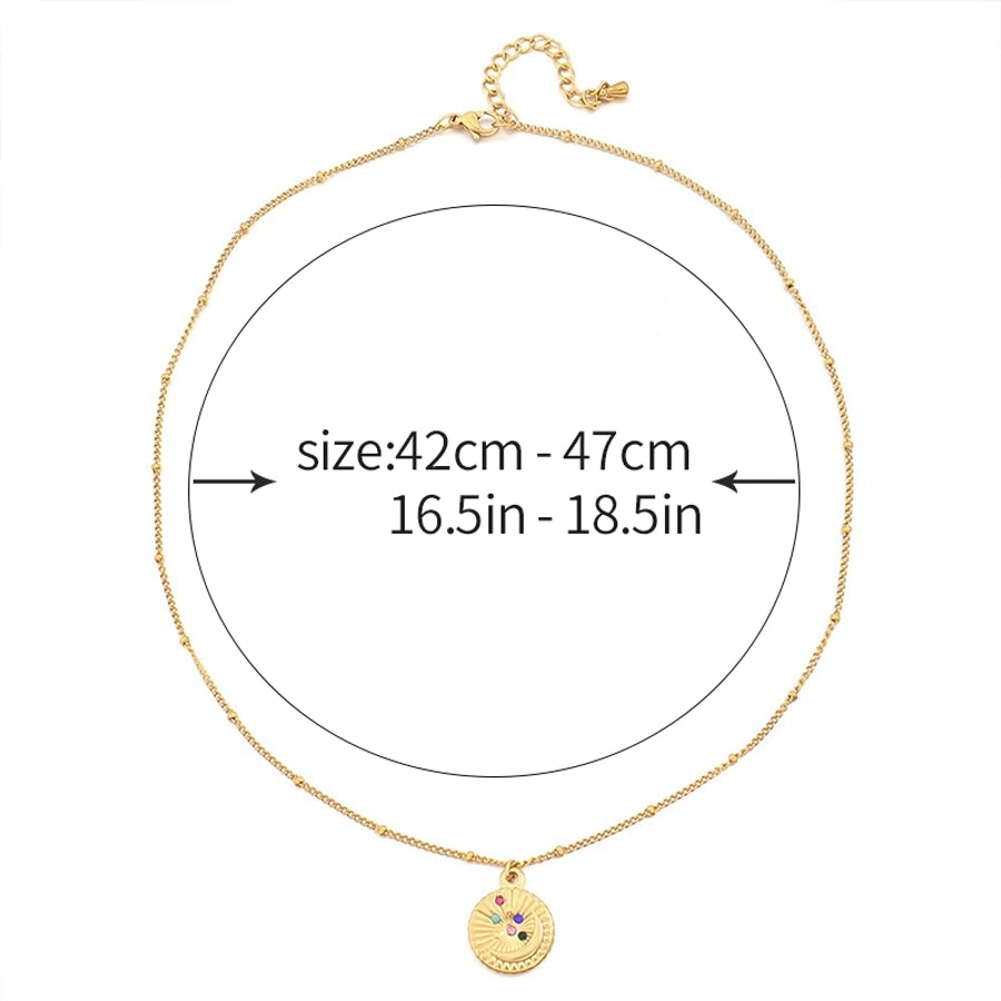 Jewelry Vintage Style Irregular Round Square 304 Stainless Steel Rhinestones Plating Inlay Pendant Necklace