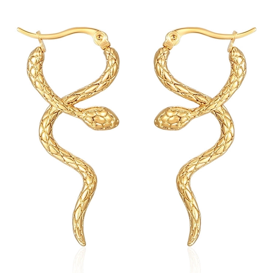1 Pair IG Style Snake 304 Stainless Steel Earrings