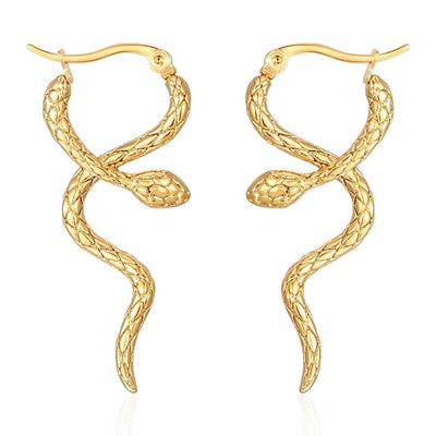 1 Pair IG Style Snake 304 Stainless Steel Earrings