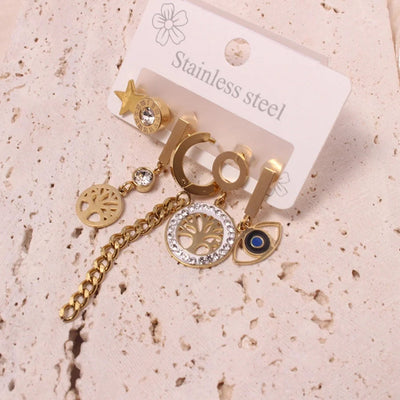 1 Set Vacation Simple Style Leaf Heart Shape Flower Plating Titanium Steel Drop Earrings