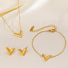 Jewelry Elegant Simple Style Geometric 304 Stainless Steel Gold Plated Bracelets Earrings Necklace