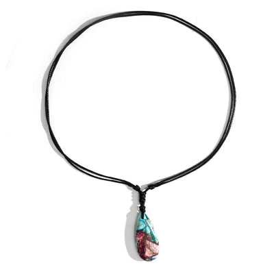 Bohemian Water Droplets Semi-precious stone rope Pendant Necklace In Bulk