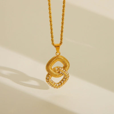 Jewelry Simple Style Commute 8 Words 304 Stainless Steel Zircon 18K Gold Plated Inlay Pendant Necklace