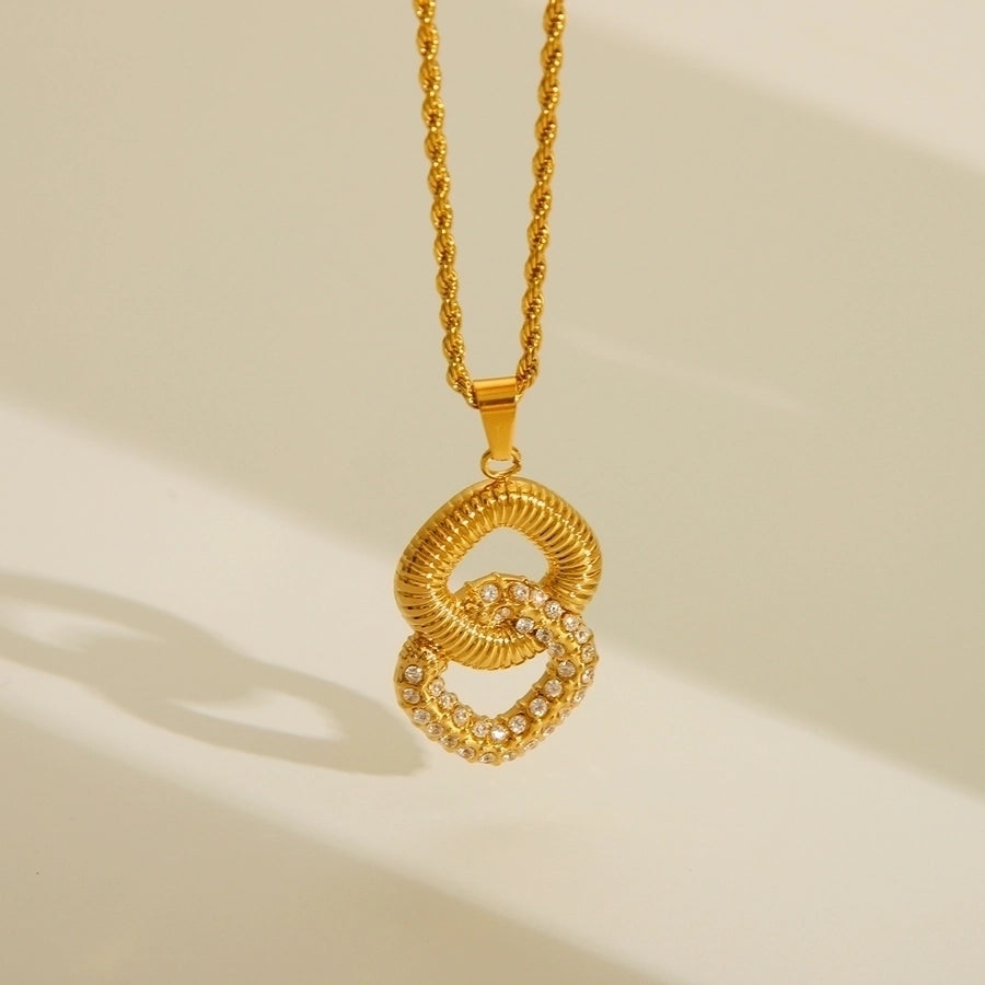 Jewelry Simple Style Commute 8 Words 304 Stainless Steel Zircon 18K Gold Plated Inlay Pendant Necklace