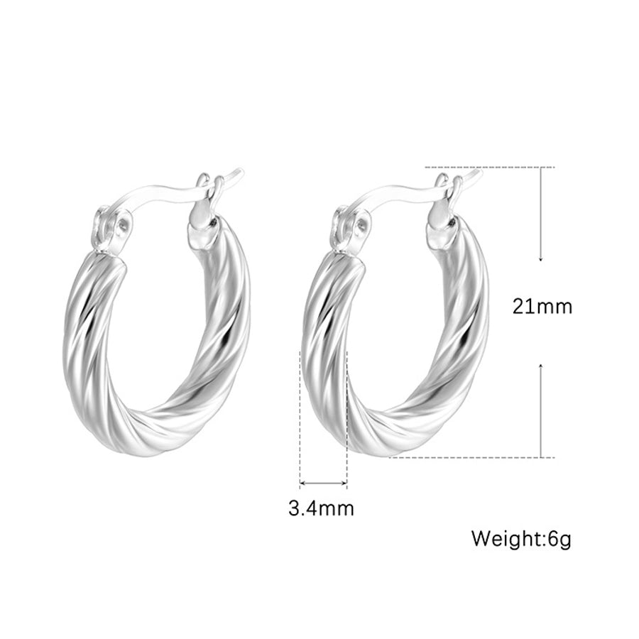 1 Pair Retro Simple Style Solid Color Plating 304 Stainless Steel Silver Plated Earrings
