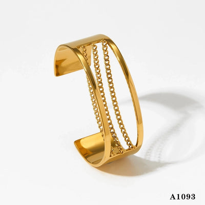 Casual Artistic Solid Color 16K Gold Plated White Gold Plated Gold Plated 316 Stainless Steel   Bangle