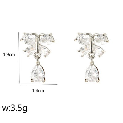 1 Pair Sweet Commute Shiny Water Droplets Inlay Copper Zircon 18K Gold Plated White Gold Plated Ear Studs