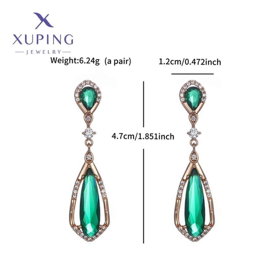 1 Pair Glam Luxurious XUPING Geometric Copper 18K Gold Plated Drop Earrings