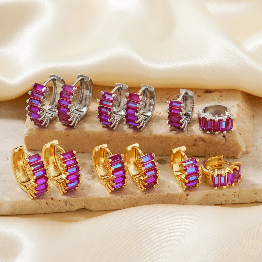 1 Pair Casual Glam Shiny Solid Color Inlay Copper Zircon K Gold Plated Rhodium Plated Ear clip