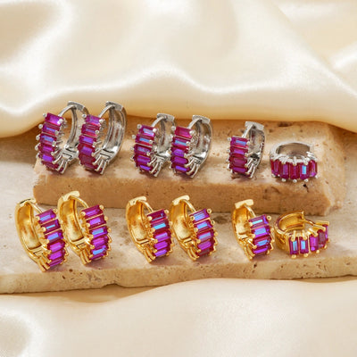 1 Pair Casual Glam Shiny Solid Color Inlay Copper Zircon K Gold Plated Rhodium Plated Ear clip