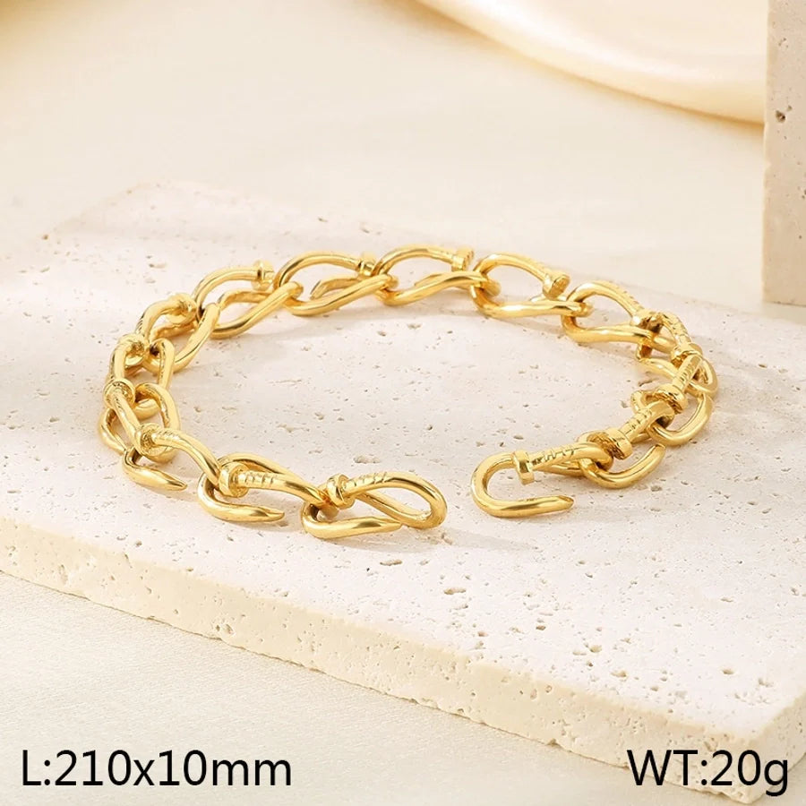Vintage Style Geometric 304 Stainless Steel 18K Gold Plated Bracelets In Bulk