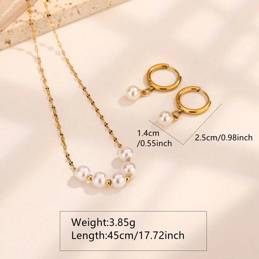 Jewelry Fairy Style Princess Shiny Geometric 304 Stainless Steel Plastic 18K Gold Plated Plating Jewelry Set