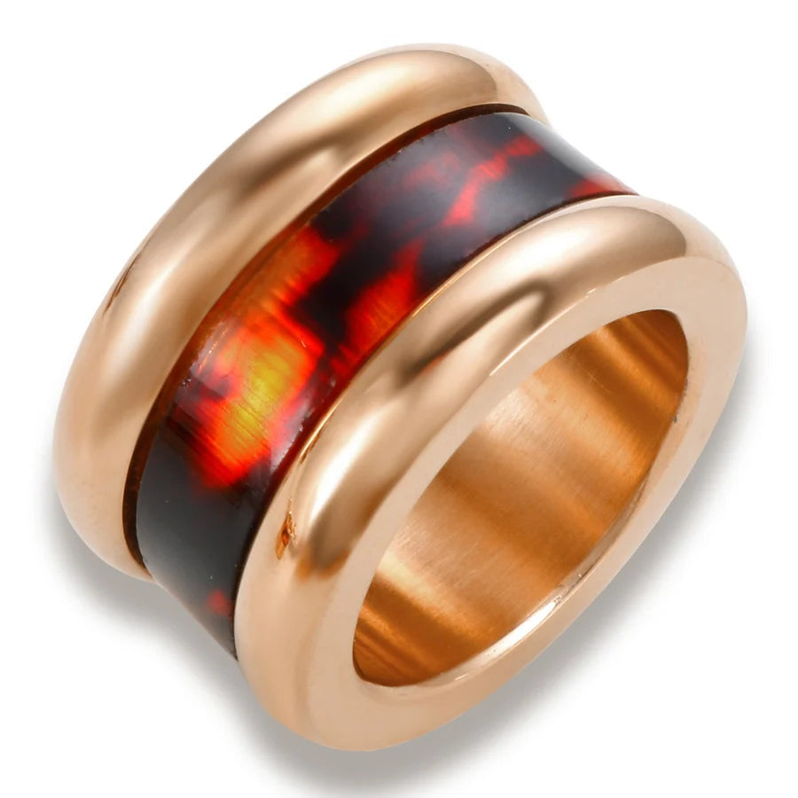 Jewelry Streetwear Color Block 304 Stainless Steel Resin Plating Rings