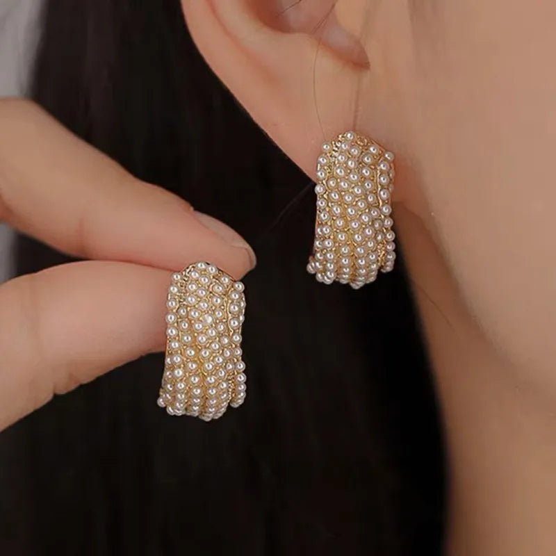 1 pair elegant simple style streetwear flower bow knot plating inlay alloy artificial pearls zircon ear studs