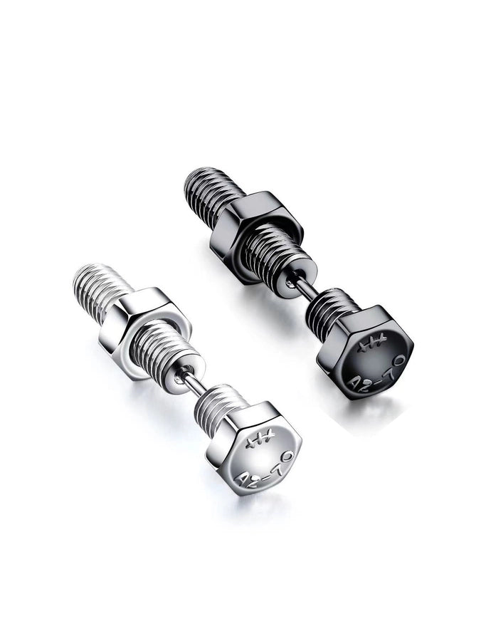 Hip hop simple titanium steel trendy men's personalized screw earrings earrings men's and women's street wear