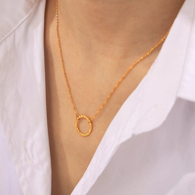 Jewelry Exaggerated Vacation Simple Style Circle Titanium Steel Pendant Necklace Necklace