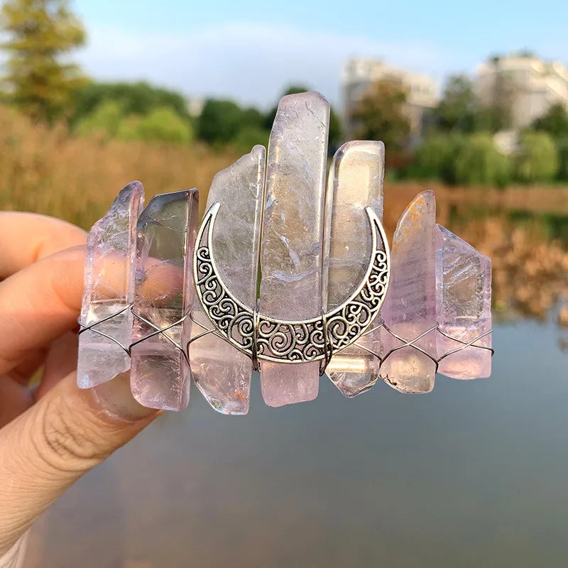 retro moon crystal plating hair clip 1 pair