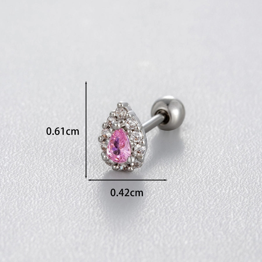 1 Piece Classic Style Water Droplets Inlay Copper Zircon Ear Studs