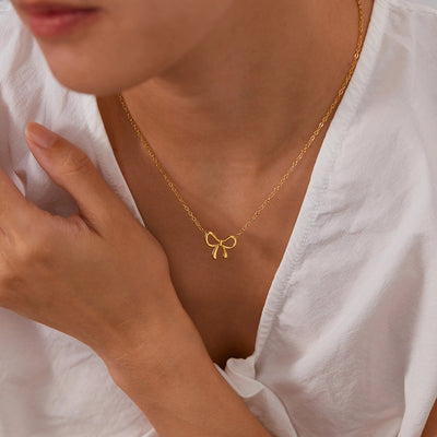 Jewelry IG Style Simple Style Bow Knot 304 Stainless Steel Pendant Necklace