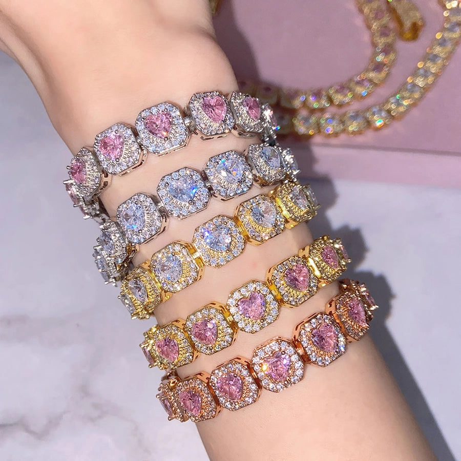 Copper Zircon Plating Inlay Square Zircon Bracelets