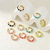 1 Pair IG Style Simple Style Commute Circle Enamel Inlay Copper Zircon 18K Gold Plated Earrings