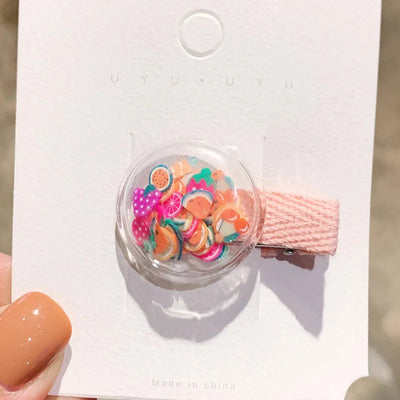 kid's cute cartoon fruit alloy rubber sequins hair clip