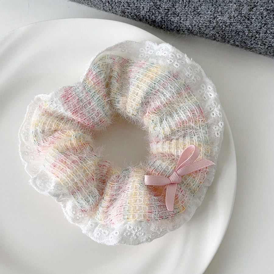 Unisex Casual Sweet Rainbow yarn Rib-Knit Hair Tie