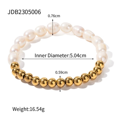 Elegant Geometric Stainless Steel Beaded Chain Bracelets In Bulk