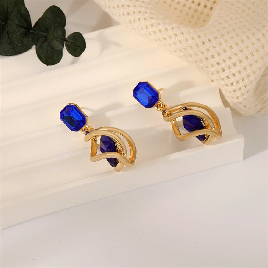 1 Pair Vintage Style Simple Style IG Style Geometric Inlay Copper Copper Alloy Gem Drop Earrings