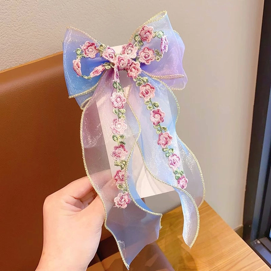 sweet bow knot synthetic yarn hair clip