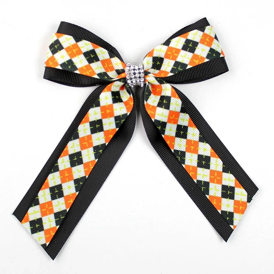 Girl'S Casual Pumpkin Bow Knot Ghost Cloth Inlay Rhinestones Hair Clip