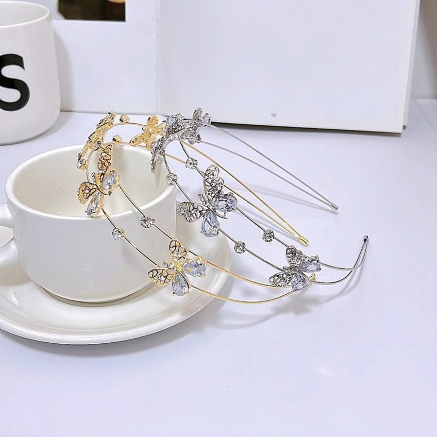 sweet flower bow knot alloy hollow out zircon hair band